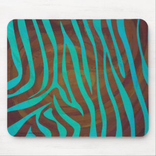 Zebra Brown and Teal Print Mouse Mat