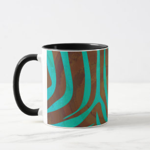 Zebra Brown and Teal Print Mug