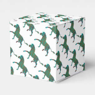 Zebra Brown and Teal Print Silhouette Favour Box