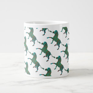 Zebra Brown and Teal Print Silhouette Large Coffee Mug