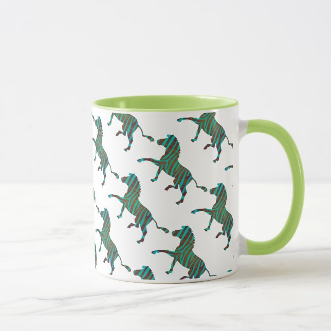 Zebra Brown and Teal Print Silhouette Mug (Right)