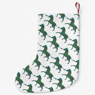 Zebra Brown and Teal Print Silhouette Small Christmas Stocking