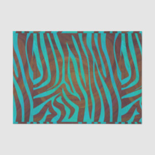 Zebra Brown and Teal Print Tissue Paper