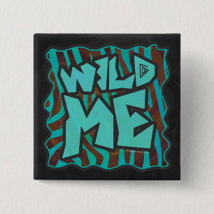 Zebra Brown and Teal Wild Me Design 15 Cm Square Badge