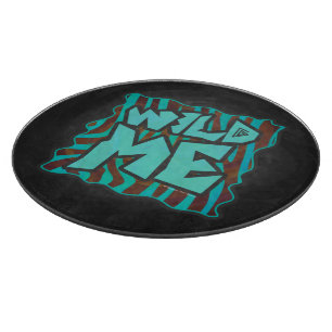 Zebra Brown and Teal Wild Me Design Cutting Board