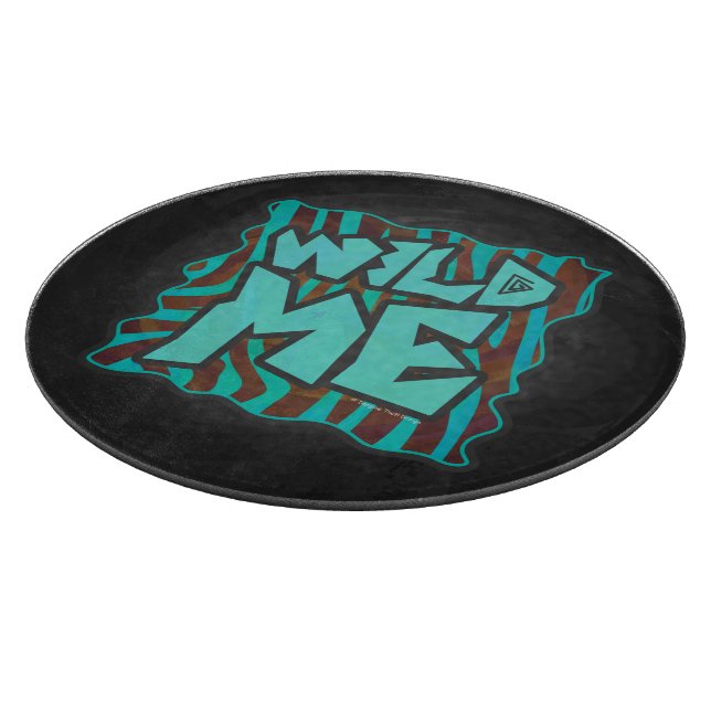 Zebra Brown and Teal Wild Me Design Cutting Board (Corner)