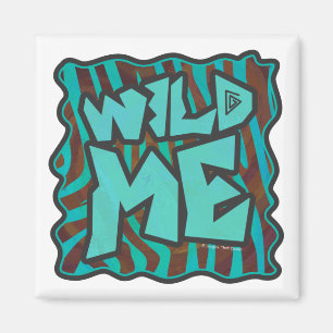 Zebra Brown and Teal Wild Me Design Magnet