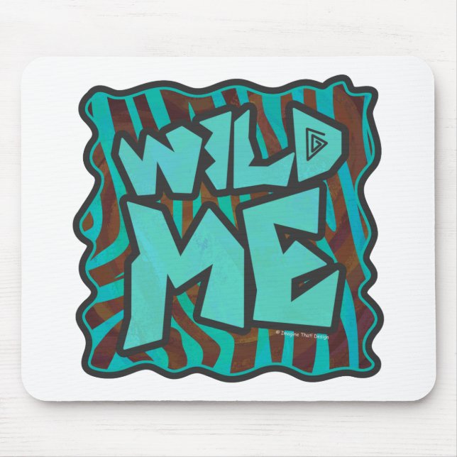 Zebra Brown and Teal Wild Me Design Mouse Mat (Front)