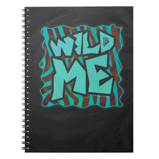 Zebra Brown and Teal Wild Me Design Notebook (Front)