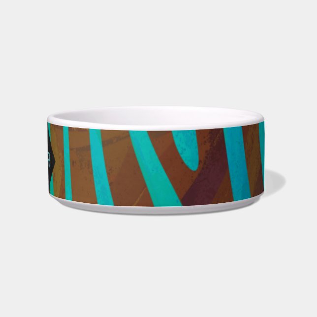 Zebra Brown and Teal with Monogram Bowl (Right)