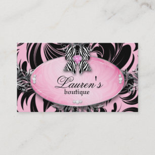 Zebra Business Card Jewellery Bow Pink Silver Swir