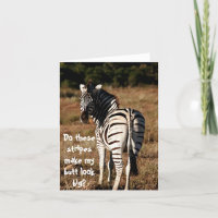 Zebra "butt look big?" editable greeting card