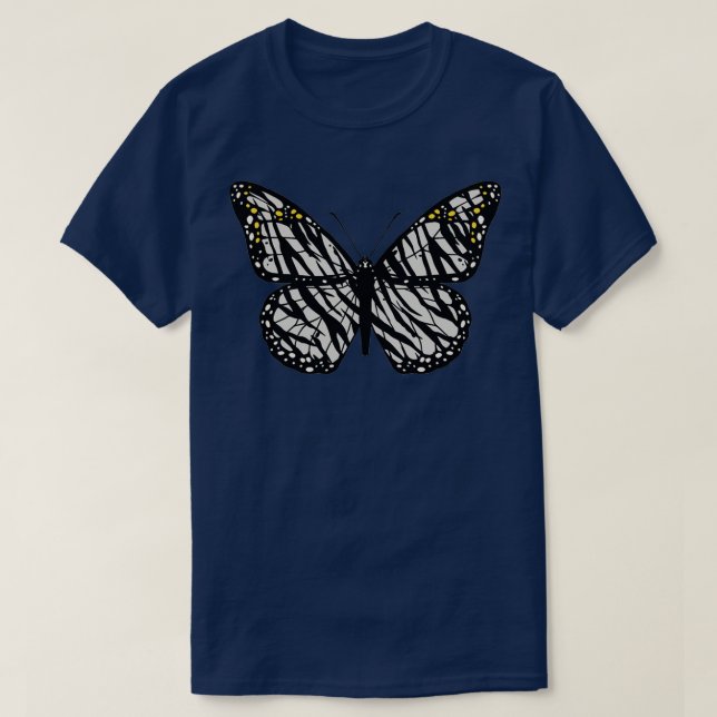 Zebra Butterfly Monarch Butterflies Zebra Print Bu T-Shirt (Design Front)
