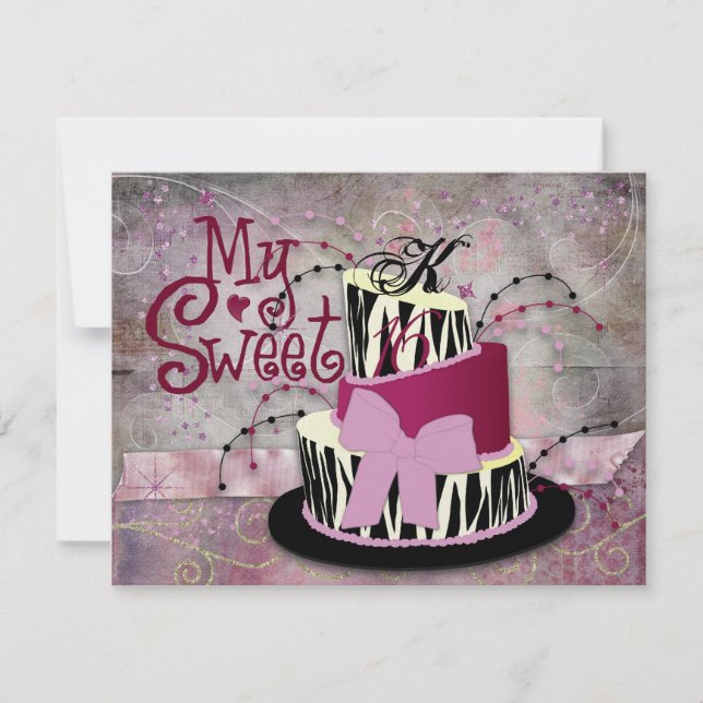 Zebra Cake Sweet 16 Invitations (Front)