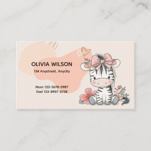 Zebra Calf Sitting Wearing Ribbon Business Card