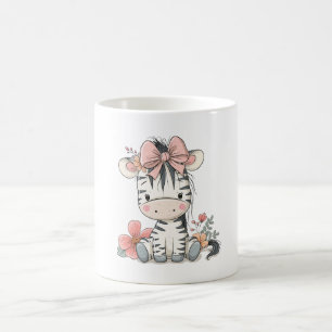 Zebra Calf Sitting Wearing Ribbon Coffee Mug