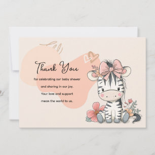 Zebra Calf Sitting Wearing Ribbon Thank You Card
