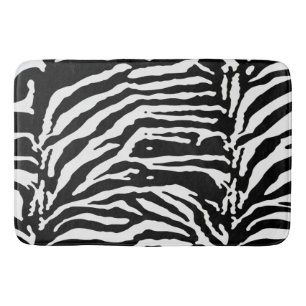 Zebra Camouflage Black and White Artistic Pattern Bath Mat