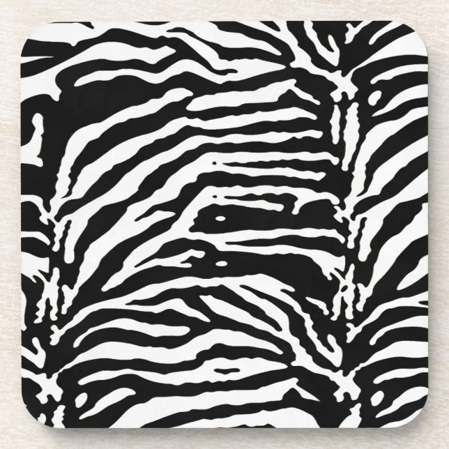Zebra Camouflage Black and White Artistic Pattern Coaster (Front)