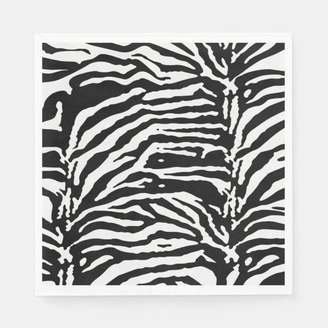 Zebra Camouflage Black and White Artistic Pattern Napkin (Front)