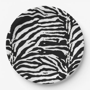 Zebra Camouflage Black and White Artistic Pattern Paper Plate