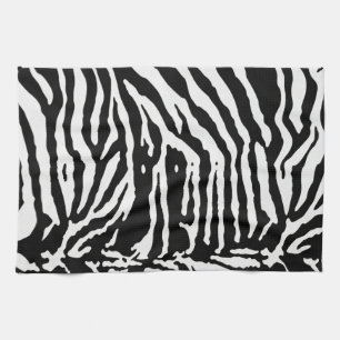 Zebra Camouflage Black and White Artistic Pattern Tea Towel