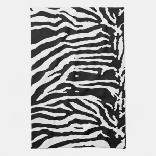 Zebra Camouflage Black and White Artistic Pattern Tea Towel
