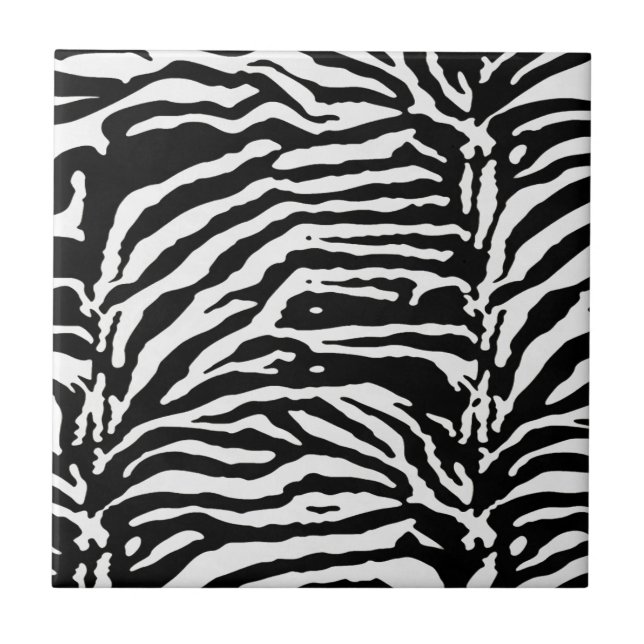 Zebra Camouflage Black and White Artistic Pattern Tile (Front)