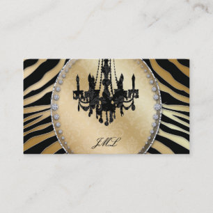 Zebra Chandelier Jewellery Black Gold Business Card