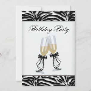 Zebra Chandelier Womans Zebra Birthday Party Invitation