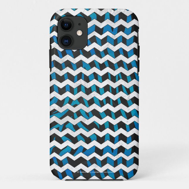 Zebra Chevron Black and Blue Case-Mate iPhone Case (Back)