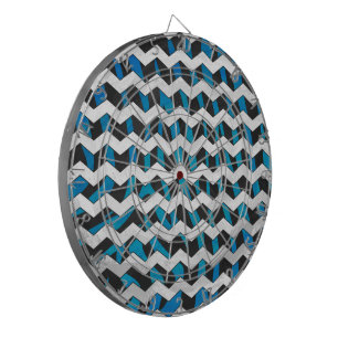 Zebra Chevron Black and Blue Dartboard