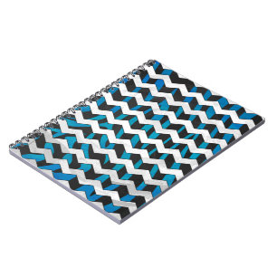 Zebra Chevron Black and Blue Notebook