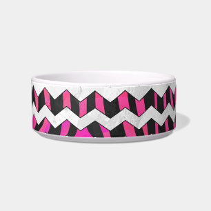 Zebra Chevron Black and Hot Pink Bowl