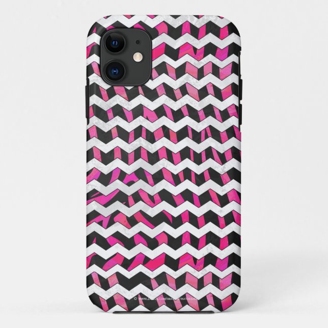 Zebra Chevron Black and Hot Pink Case-Mate iPhone Case (Back)