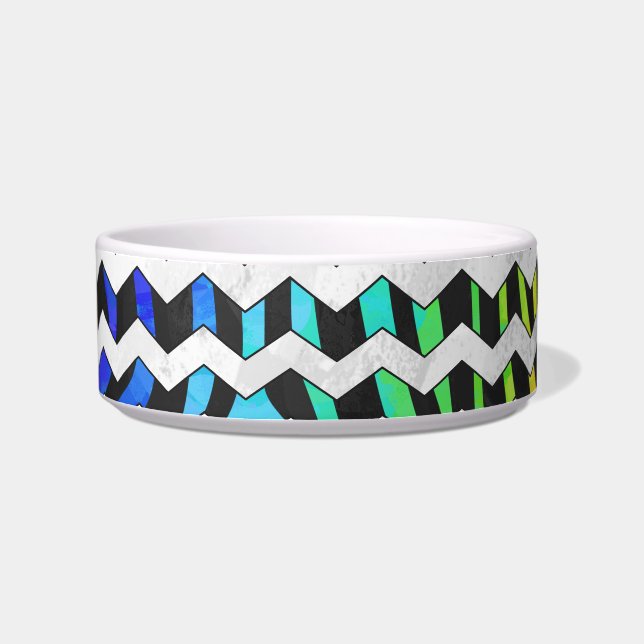 Zebra Chevron Black and Rainbow Print Bowl (Right)