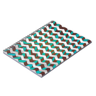 Zebra Chevron Brown and Teal Print Notebook