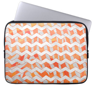 Zebra Chevron Orange and White Laptop Sleeve