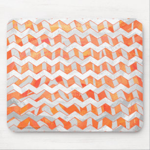 Zebra Chevron Orange and White Mouse Mat