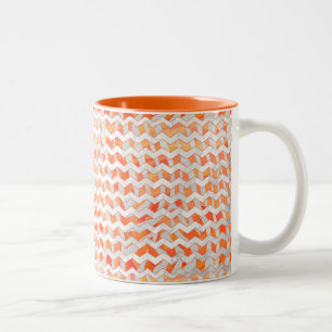 Zebra Chevron Orange and White Two-Tone Coffee Mug