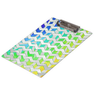 Zebra Chevron Rainbow and White Print Clipboard