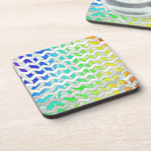 Zebra Chevron Rainbow and White Print Coaster