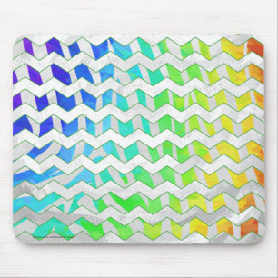 Zebra Chevron Rainbow and White Print Mouse Mat