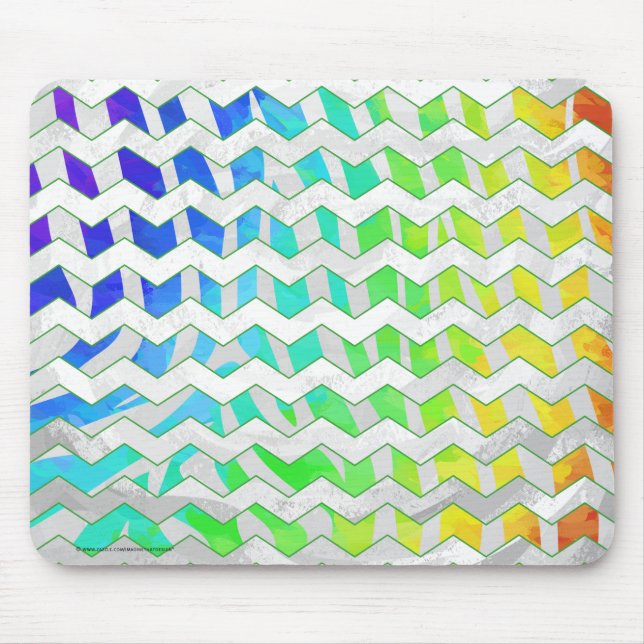 Zebra Chevron Rainbow and White Print Mouse Mat (Front)