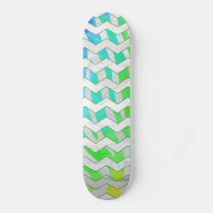 Zebra Chevron Rainbow and White Print Skateboard