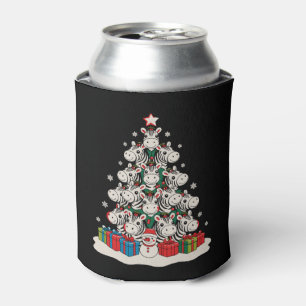 Zebra Christmas Tree Xmas Holiday Family Can Cooler
