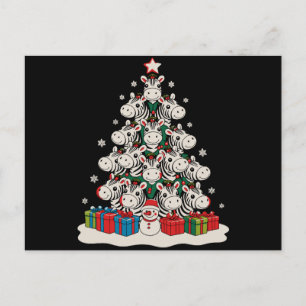 Zebra Christmas Tree Xmas Holiday Family Postcard