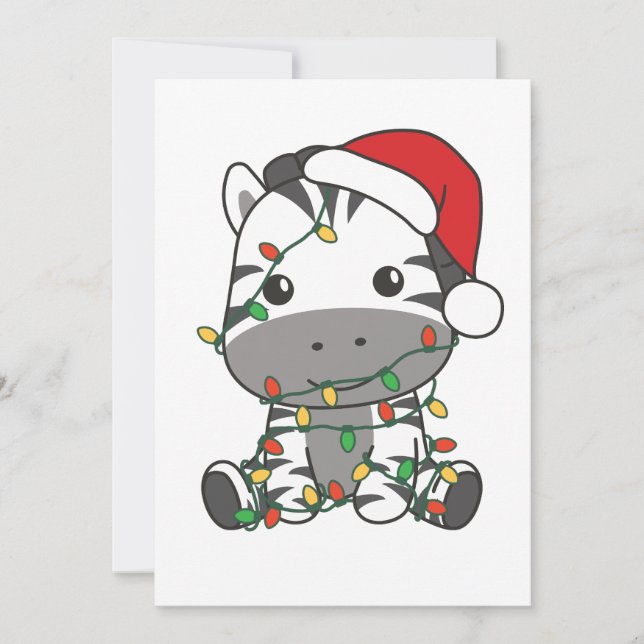 Zebra Christmas Winter Animals Holiday Zebras Card (Front)