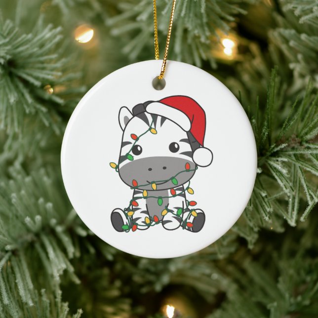 Zebra Christmas Winter Animals Holiday Zebras Ceramic Tree Decoration (Tree)