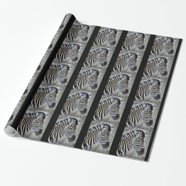 Zebra Christmas Wrapping Paper (Unrolled)